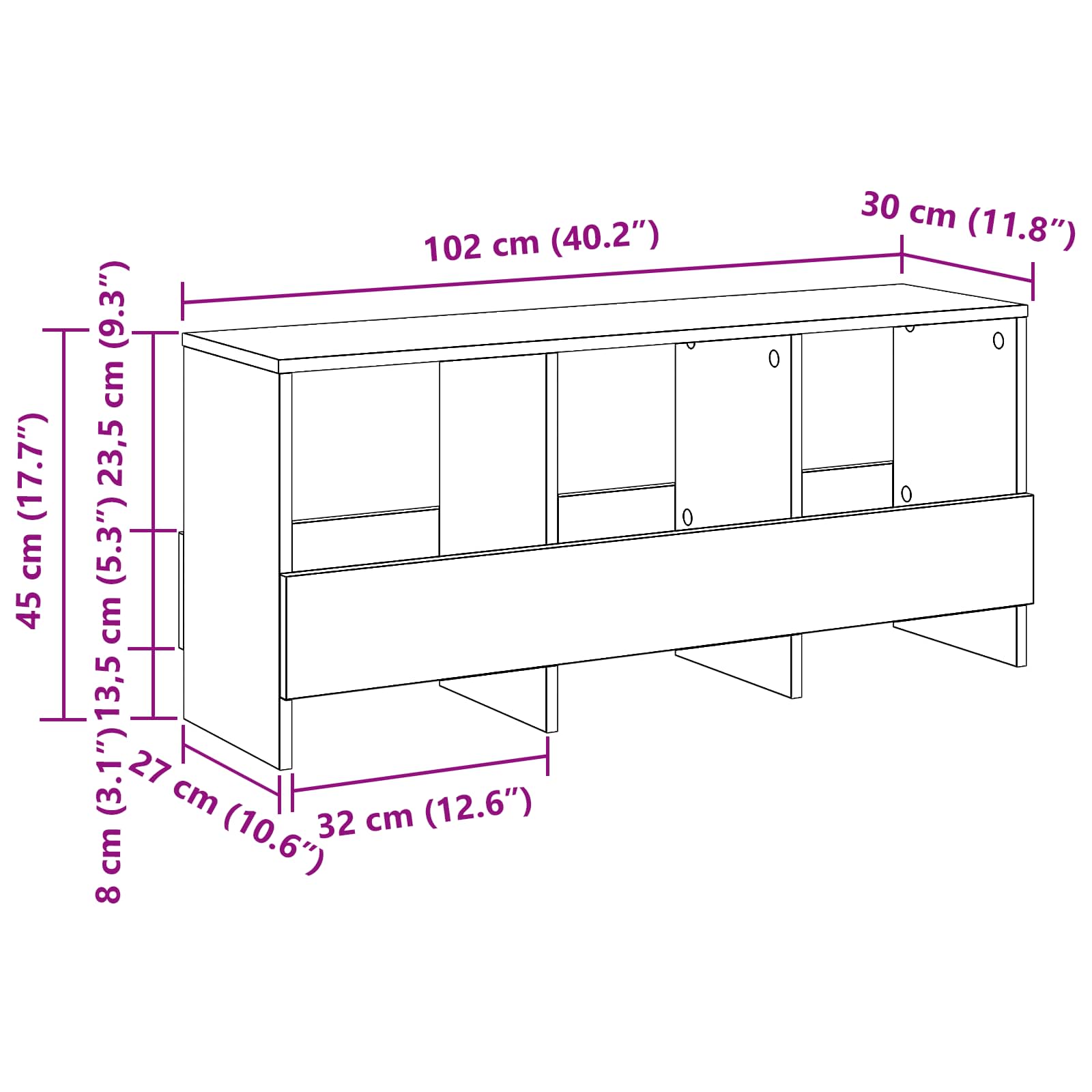 Polica za časopise Sonoma hrast 102 x 30 x 45 cm