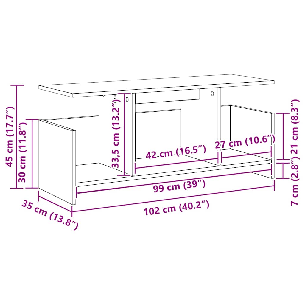 TV stalak Crni hrast 102 x 35 x 45 cm Konstruirano drvo