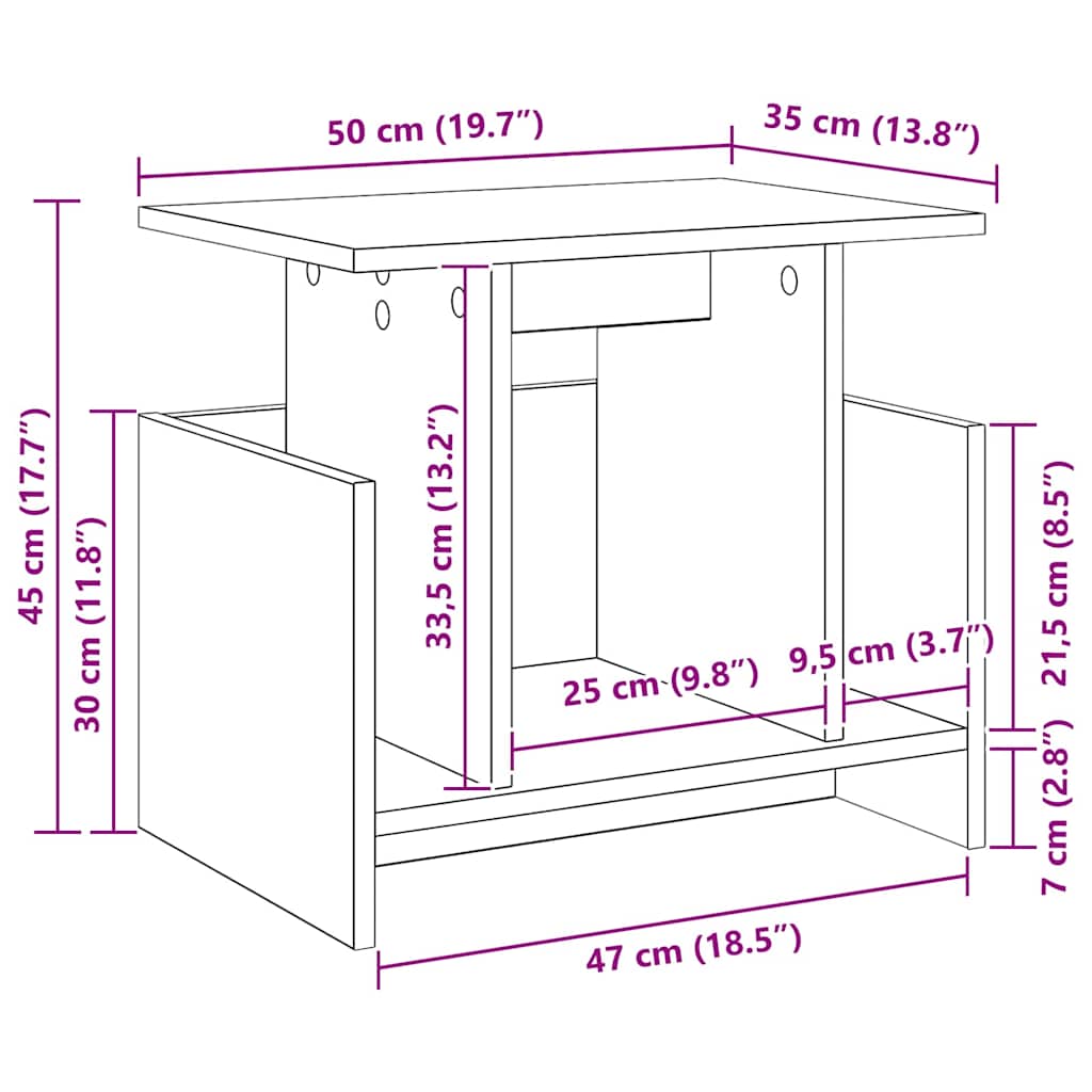 TV stalak 2 pcs Siva Sonoma 50 x 35 x 45 cm Konstruirano drvo