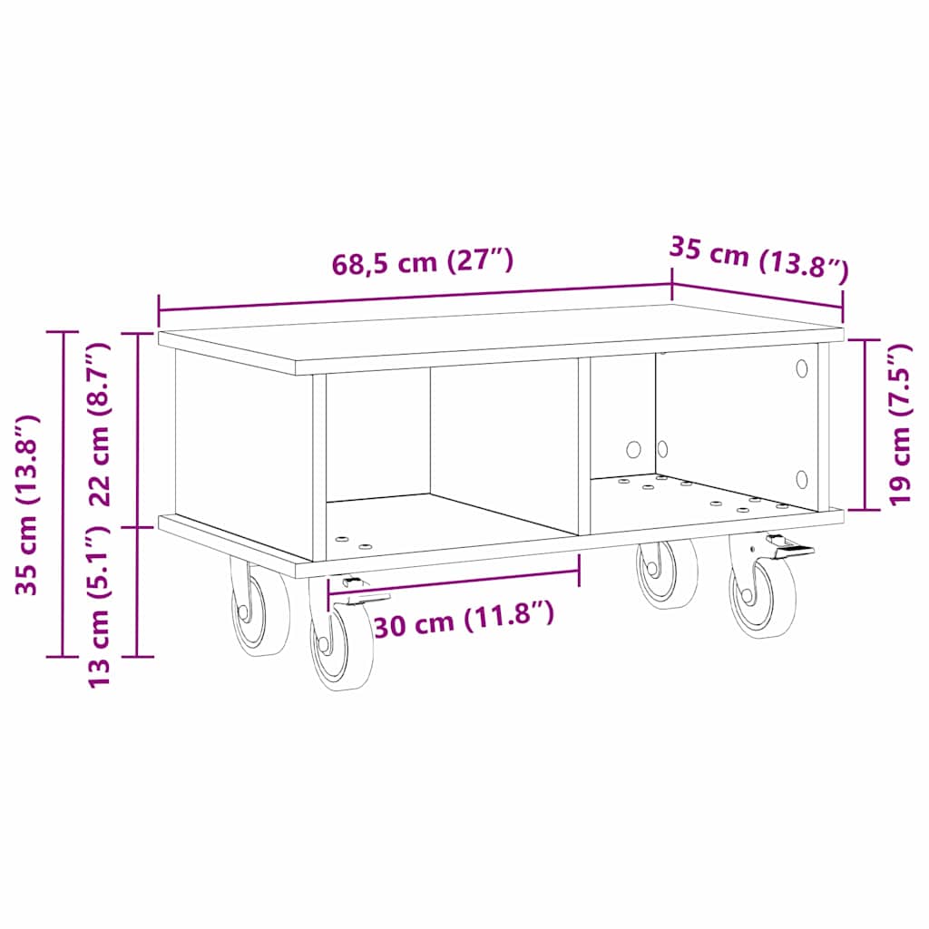 TV stalak Umjetnički hrast 68,5 x 35 x 35 cm Konstruirano drvo