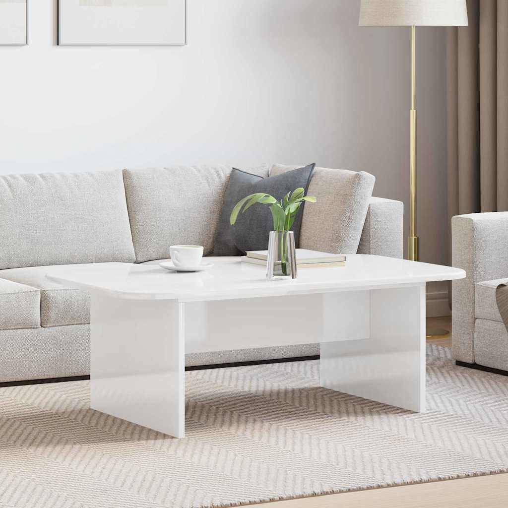 Kava Stol Visoki sjaj bijela 93 x 53 x 33 cm Konstruirano drvo