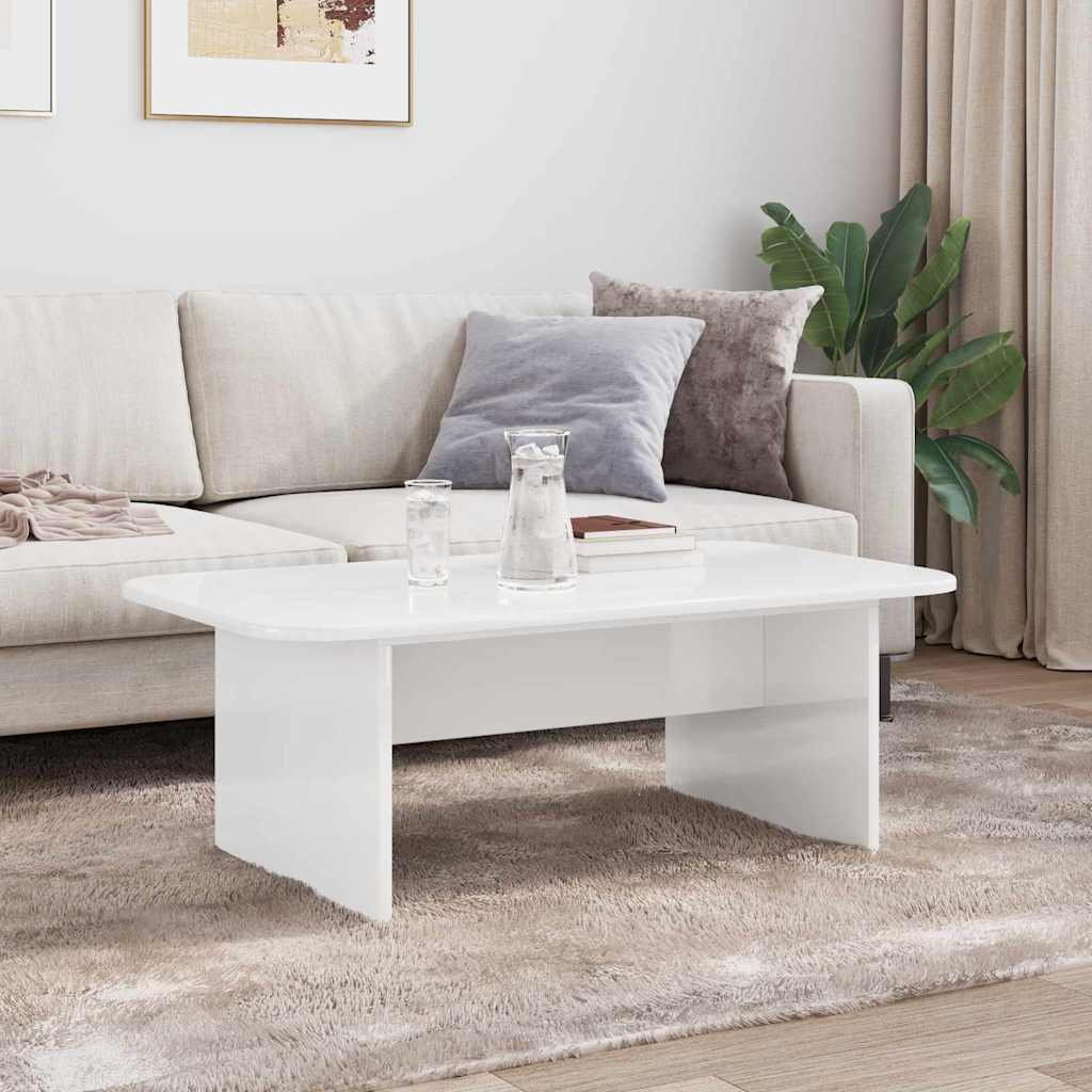 Kava Stol Visoki sjaj bijela 93 x 53 x 33 cm Konstruirano drvo