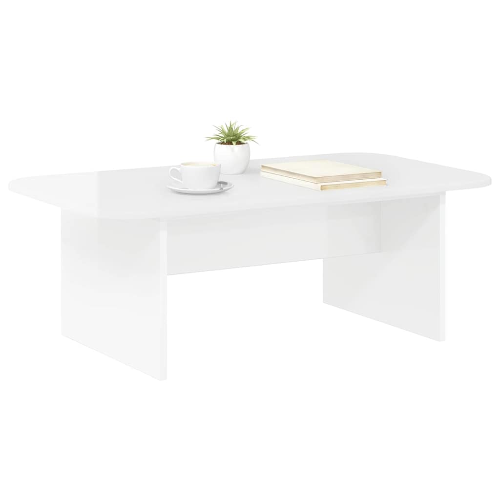 Kava Stol Visoki sjaj bijela 93 x 53 x 33 cm Konstruirano drvo