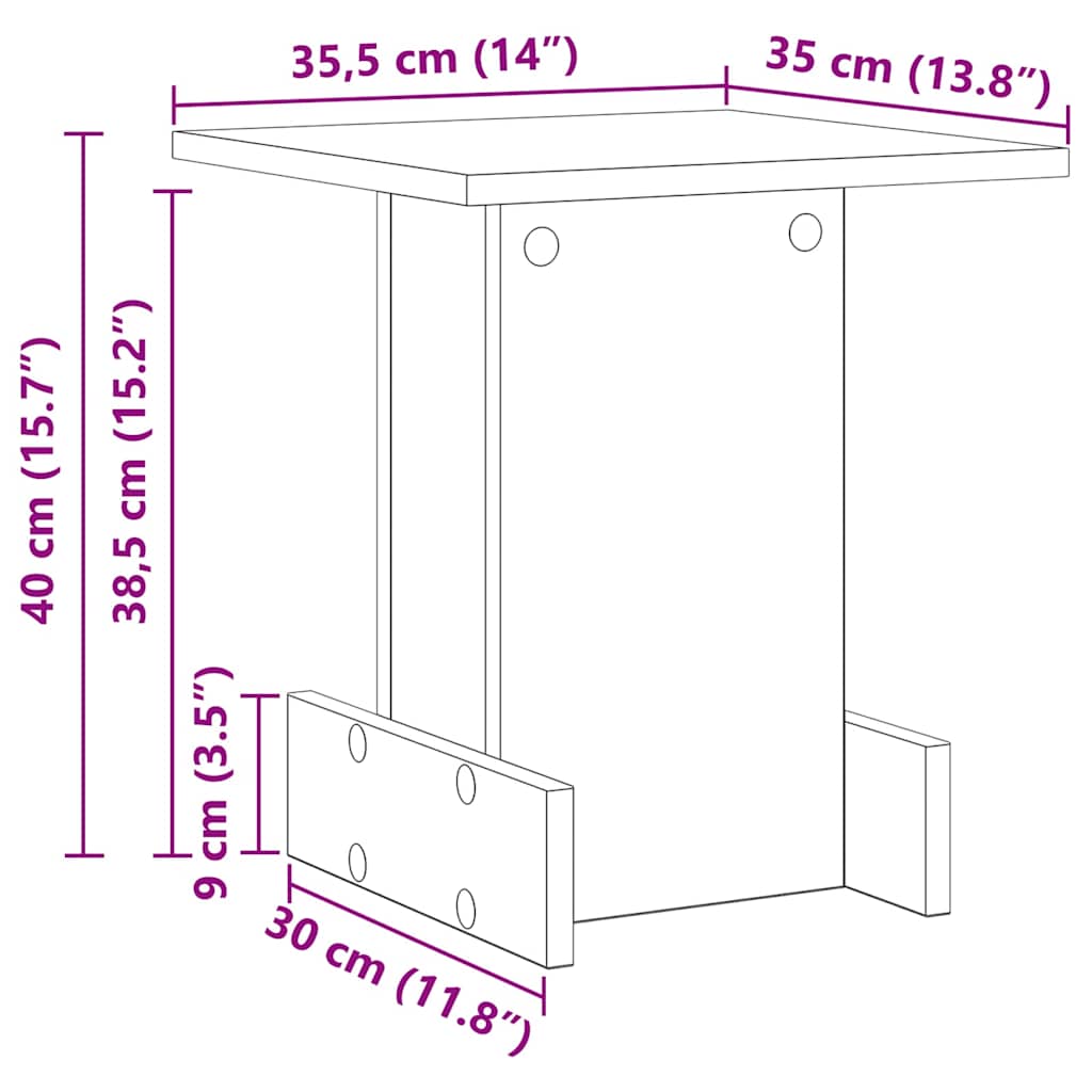 Konačna Stolić Crni hrast 35,5 x 35 x 40 cm Konstruirano drvo