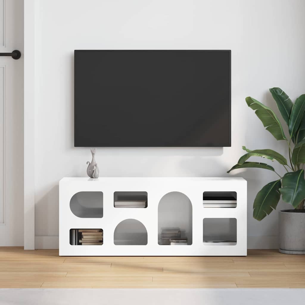 TV ormar Visoki sjaj bijela 100 x 35 x 40 cm Konstruirano drvo