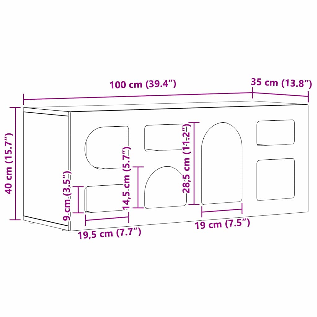 TV ormar Siva Sonoma 100 x 35 x 40 cm Konstruirano drvo
