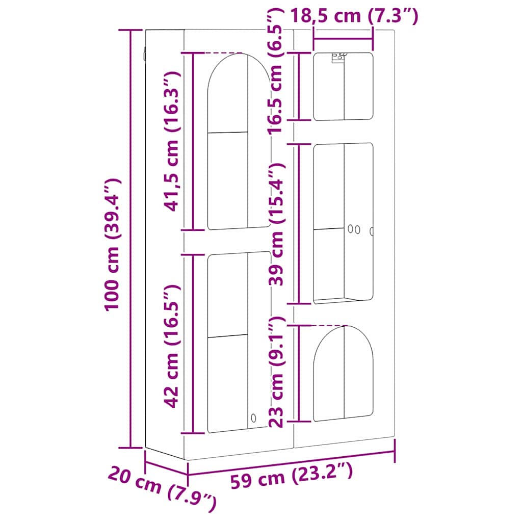 Viseći ormarić Zidne Crna 59 x 20 x 100 cm Konstruirano drvo
