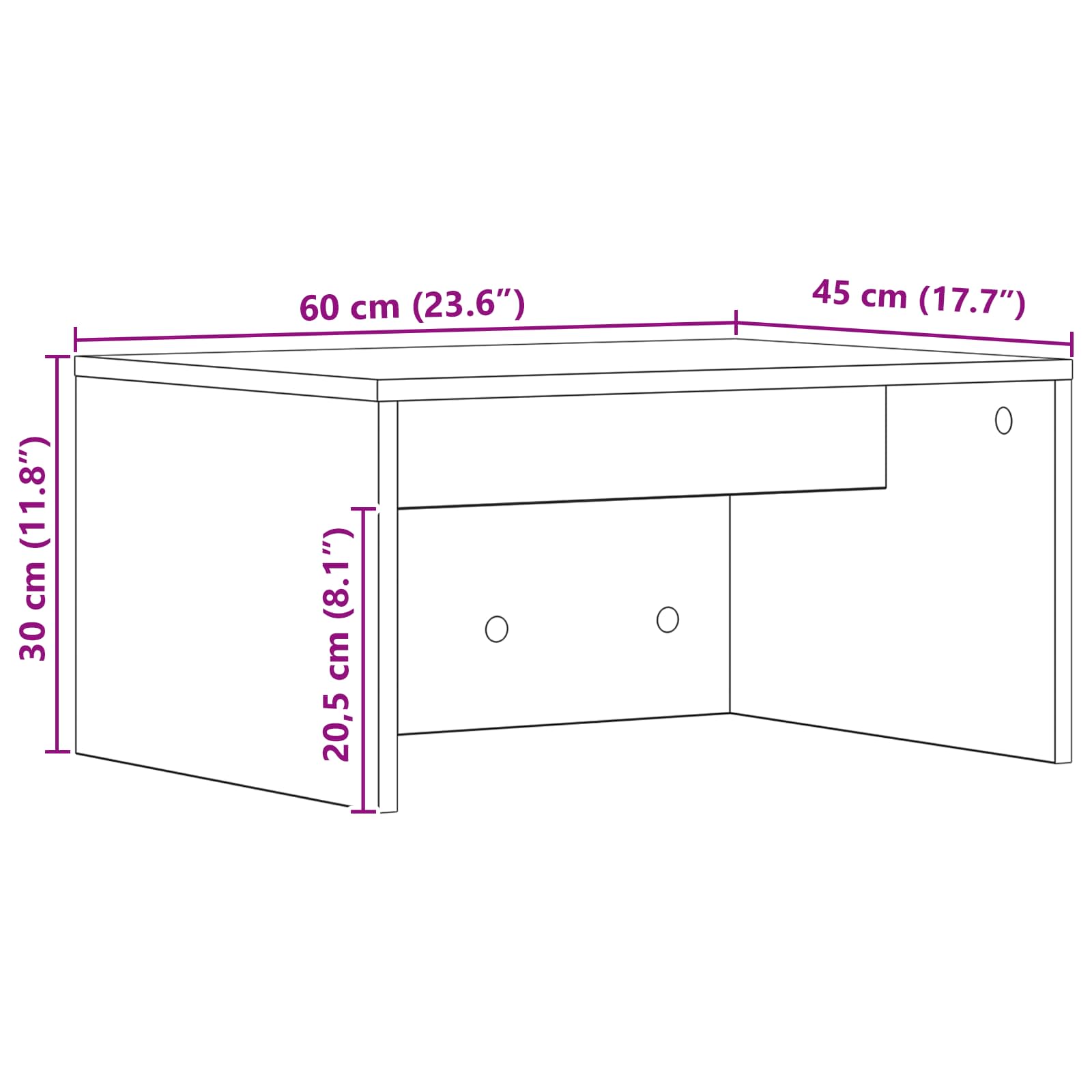 Stol za zid Zidne Crni hrast 60 x 45 x 30 cm Konstruirano drvo