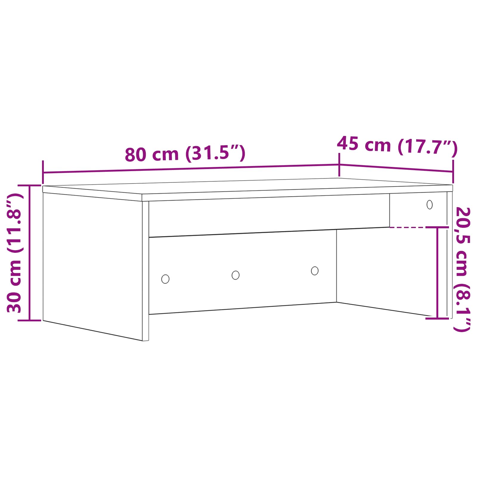 Stol za zid Dimljeni hrast 80 x 45 x 30 cm Konstruirano drvo