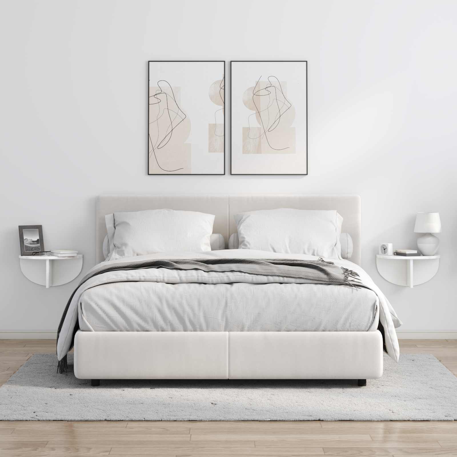 Polica na zidu Zidne 2 pcs Visoki sjaj bijela 38 x 19 x 19 cm