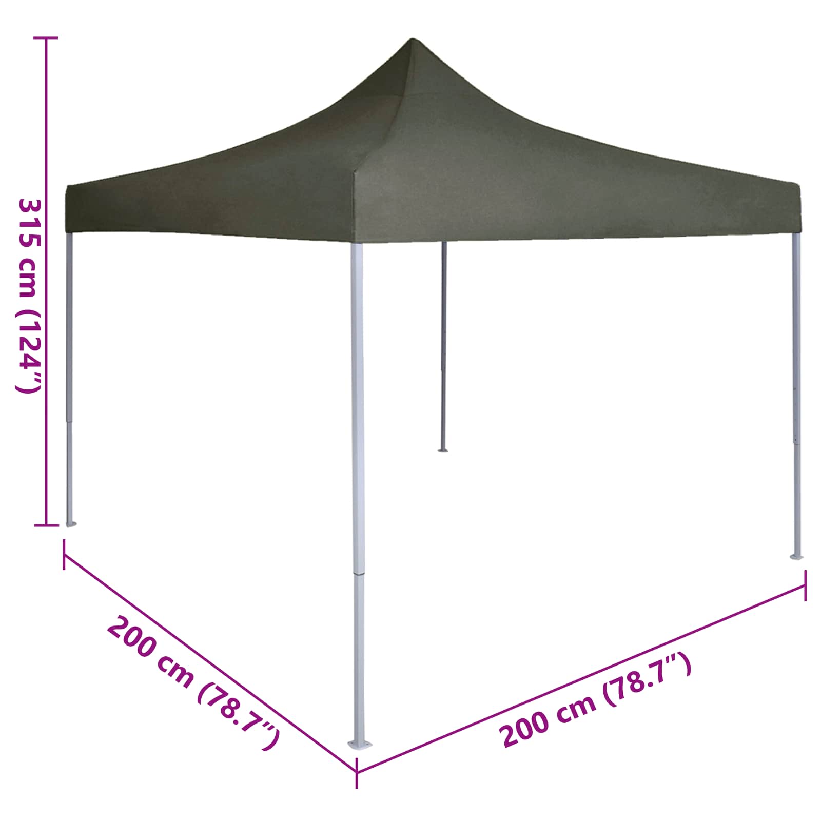 Šator za zabave Antracit 200 x 200 x 315 cm Oxford tkanina