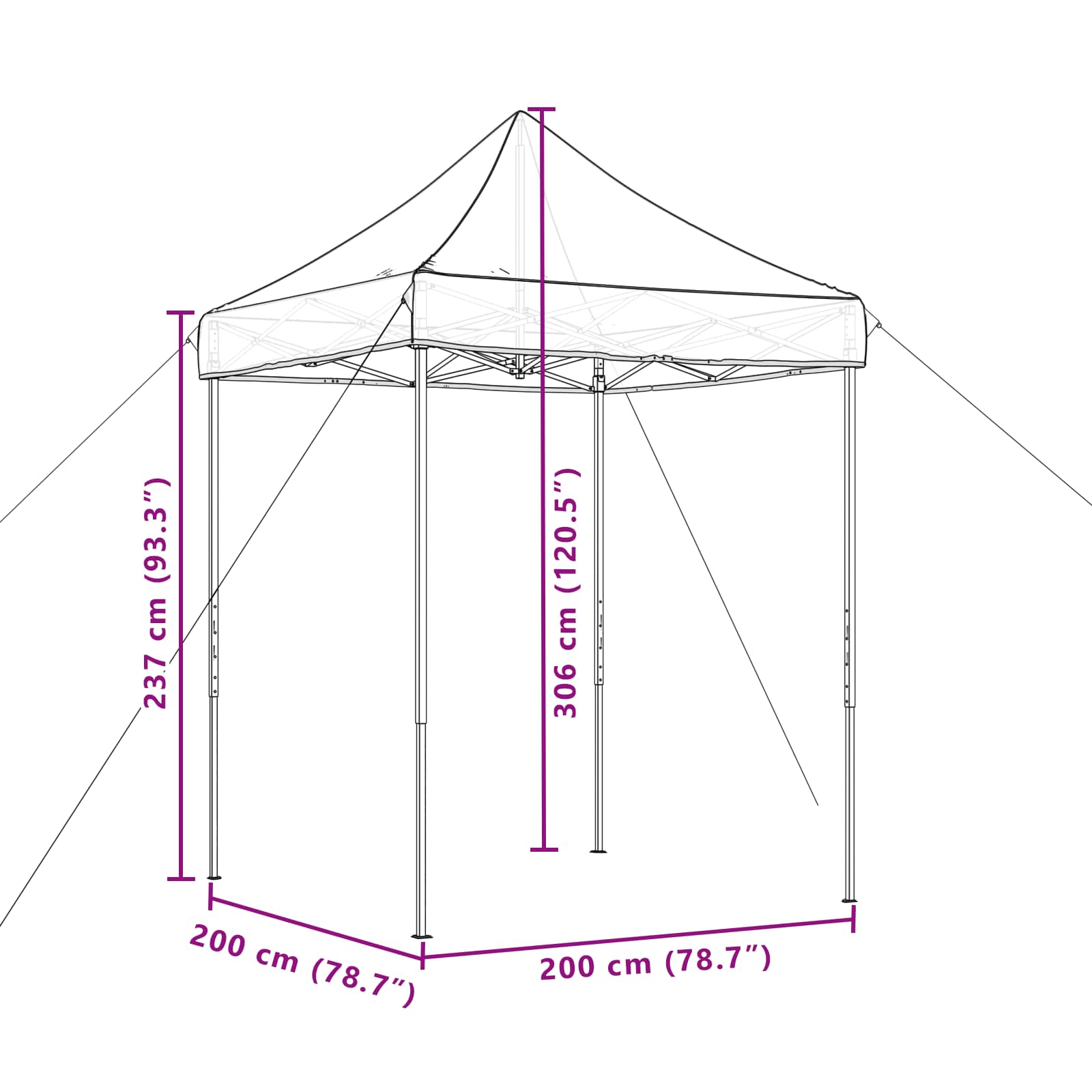 Šator za zabave Tamno crvena 200 x 200 x 306 cm Oxford tkanina