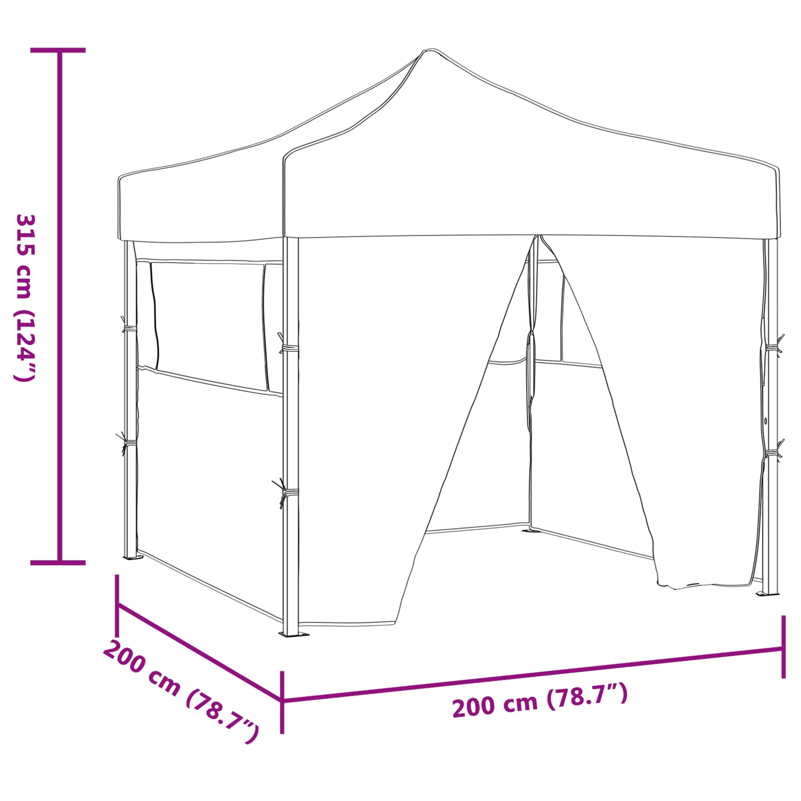 Šator za zabave Antracit 200 x 200 x 315 cm Oxford tkanina