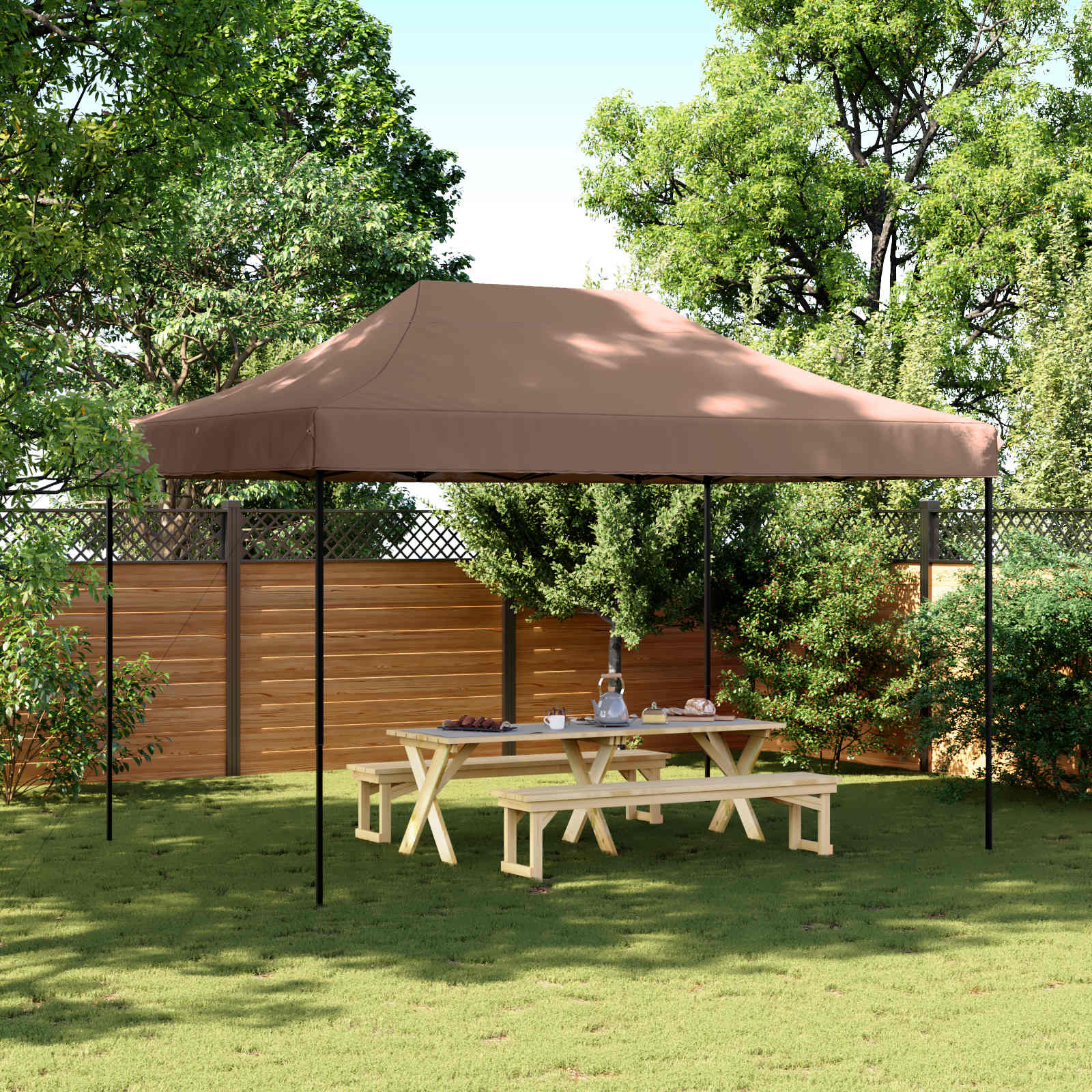 Šator za zabave Smeđa 279 x 410 x 315 cm Oxford tkanina