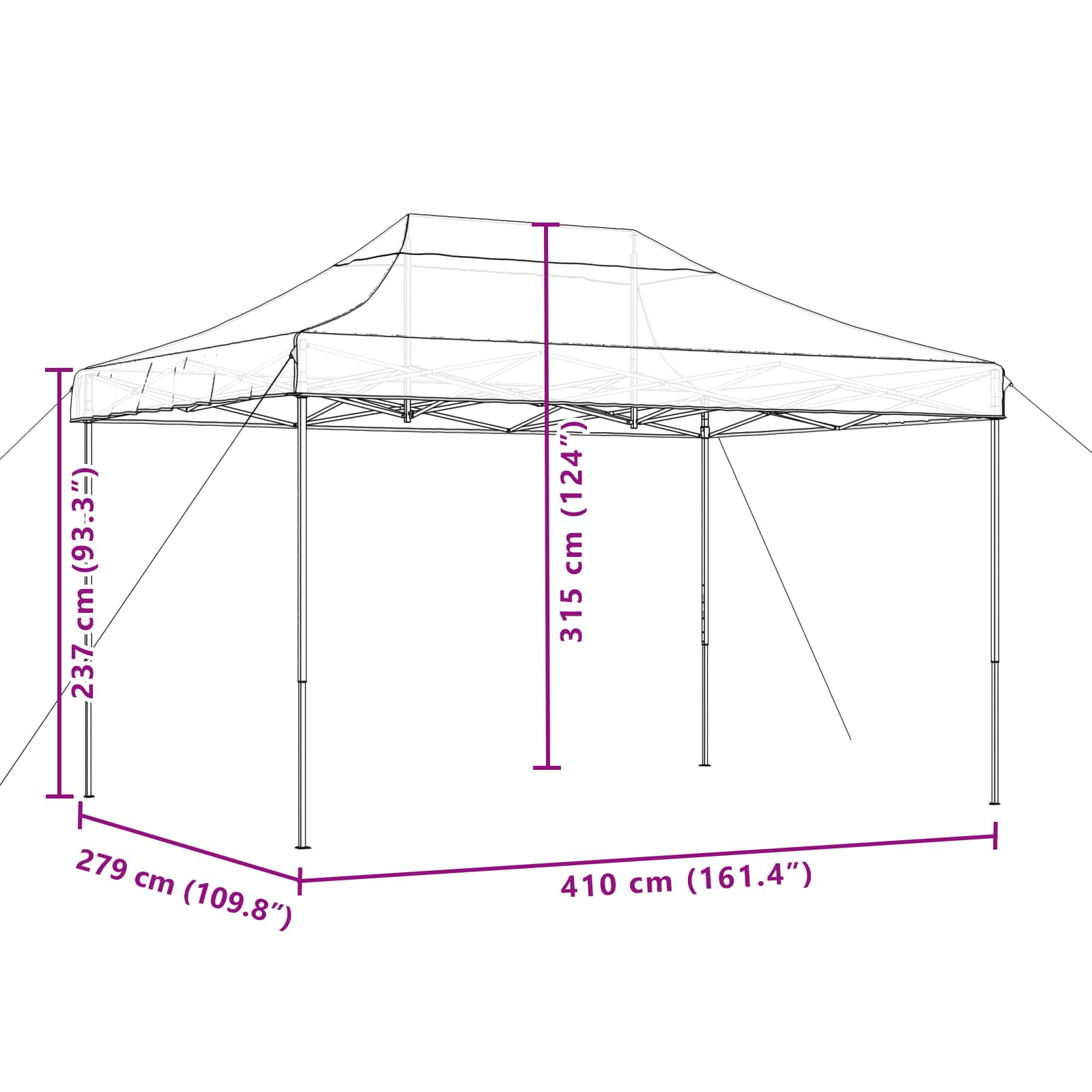 Šator za zabave Crna 279 x 410 x 315 cm Oxford tkanina