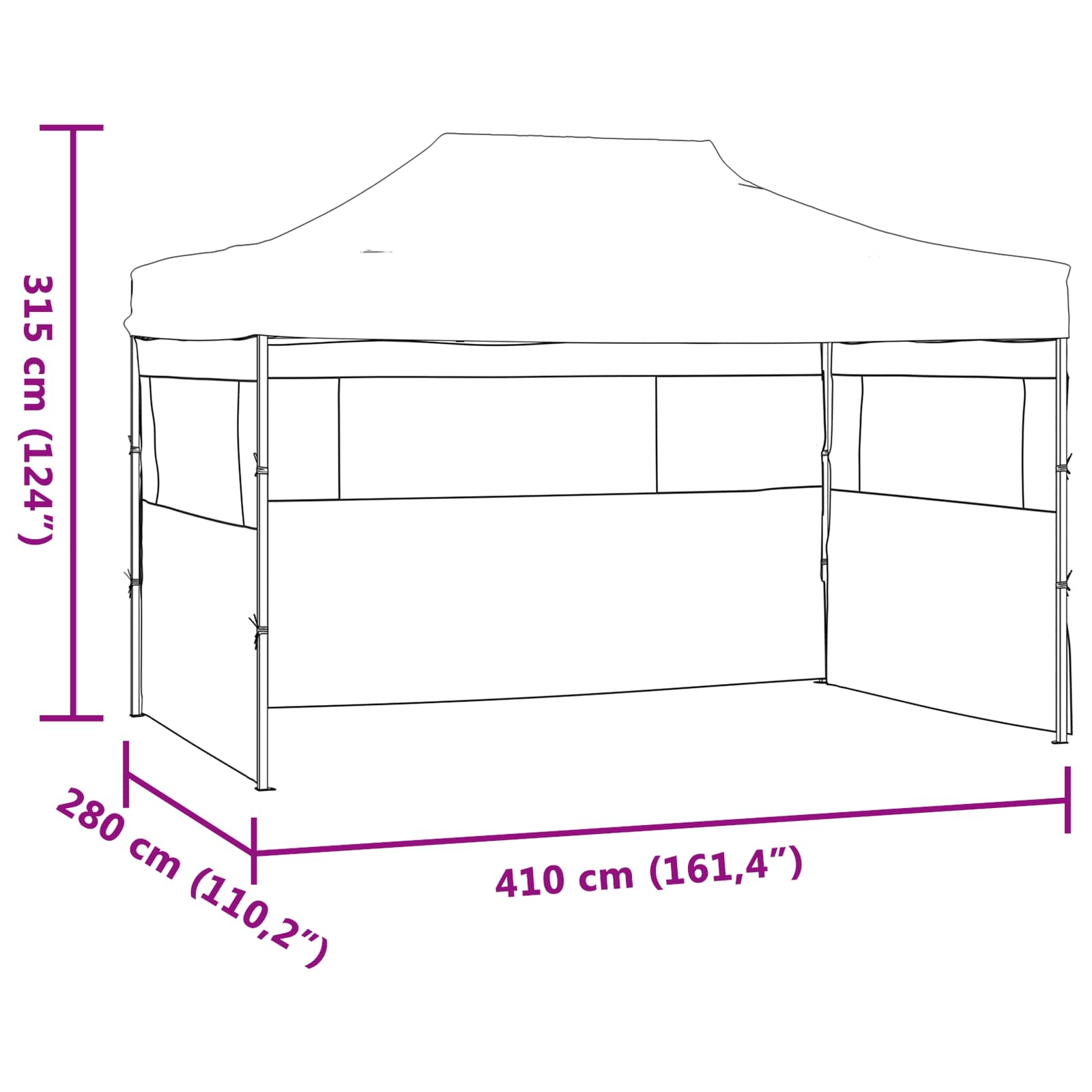 Šator za zabave Antracit 280 x 410 x 315 cm Oxford tkanina