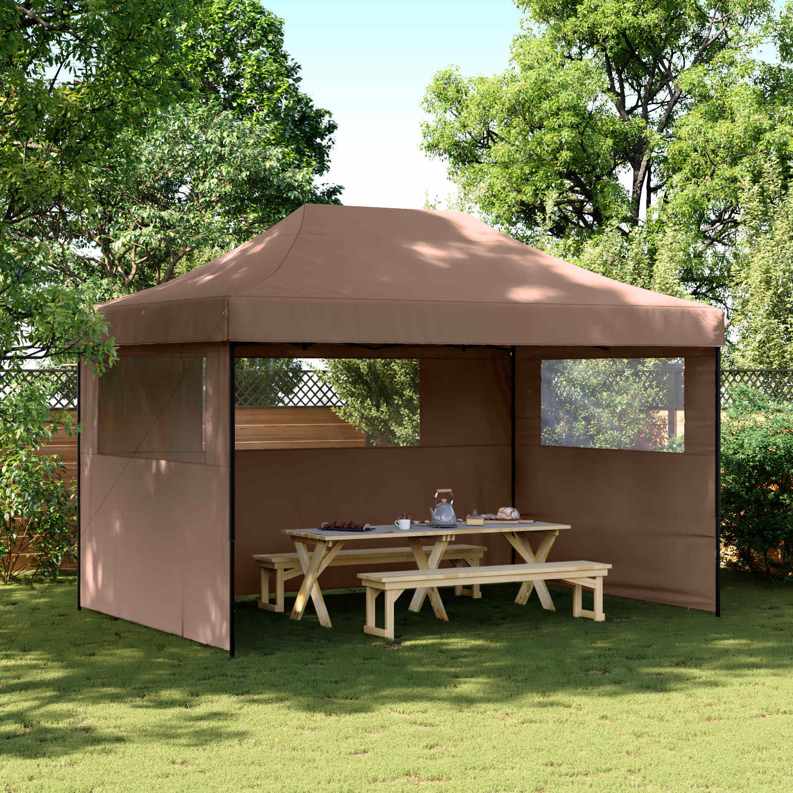 Šator za zabave Smeđa 279 x 410 x 315 cm Oxford tkanina