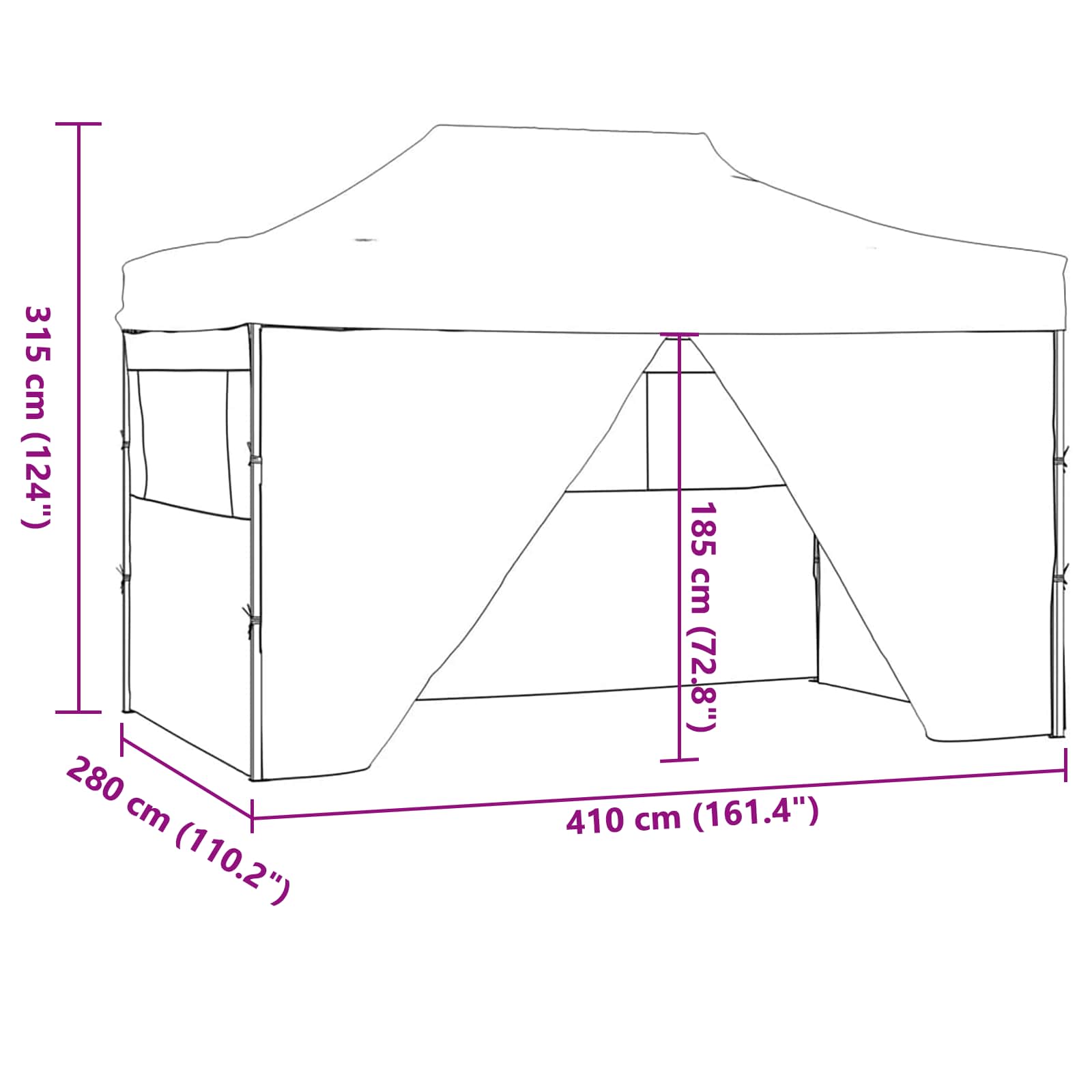 Šator za zabave Antracit 280 x 410 x 315 cm Oxford tkanina