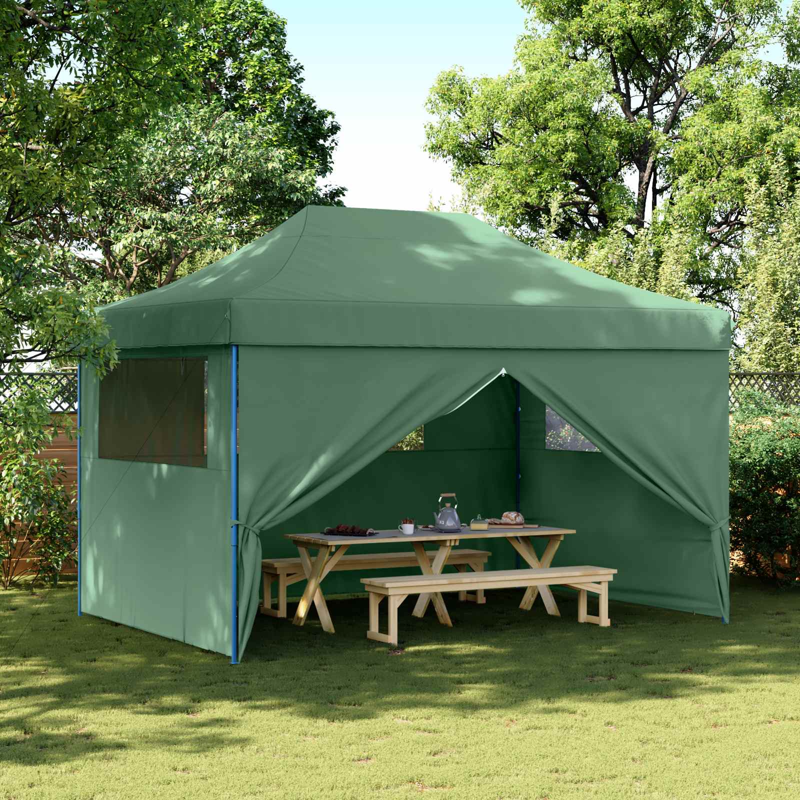 Šator za zabave Zelena 279 x 410 x 315 cm Oxford tkanina