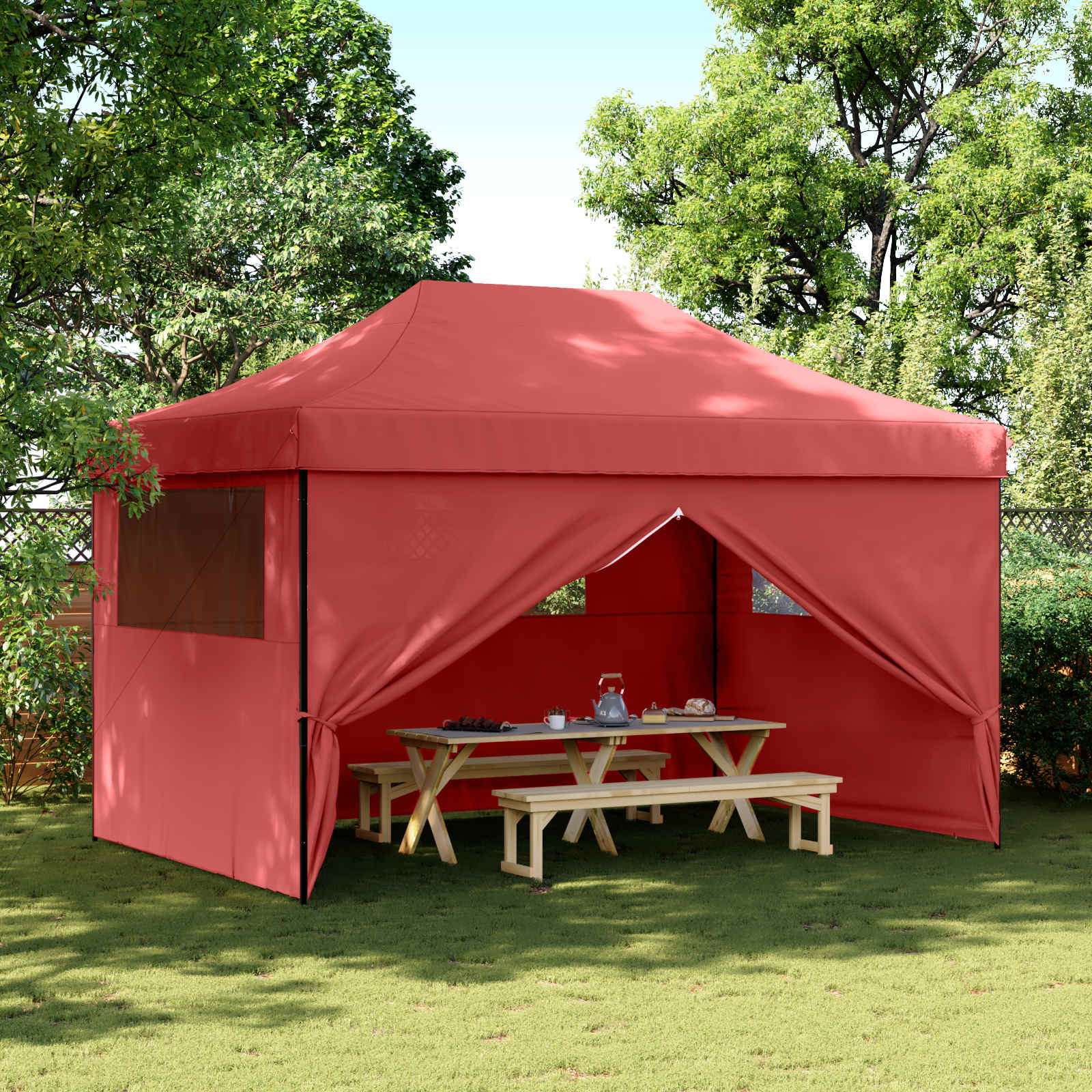 Šator za zabave Tamno crvena 292 x 440 x 315 cm Oxford tkanina