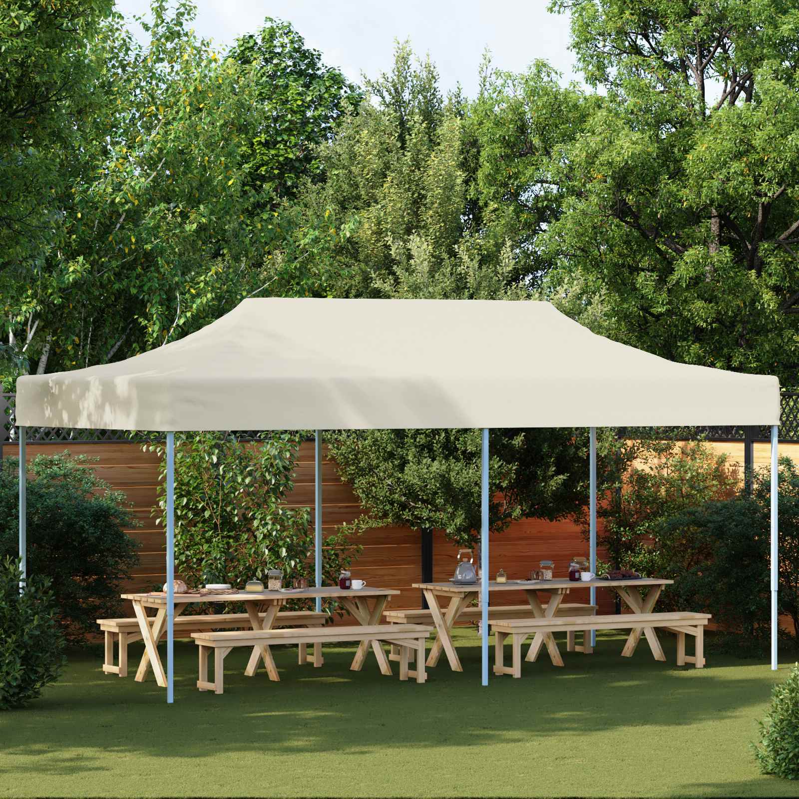 Šator za zabave Krema 291 x 580 x 315 cm Oxford tkanina