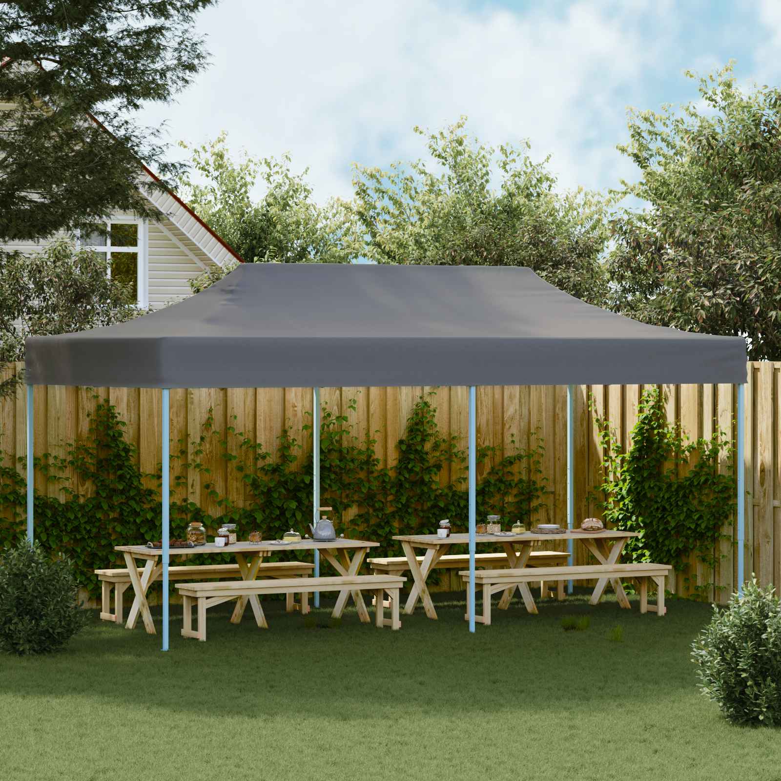 Šator za zabave Antracit 291 x 580 x 315 cm Oxford tkanina