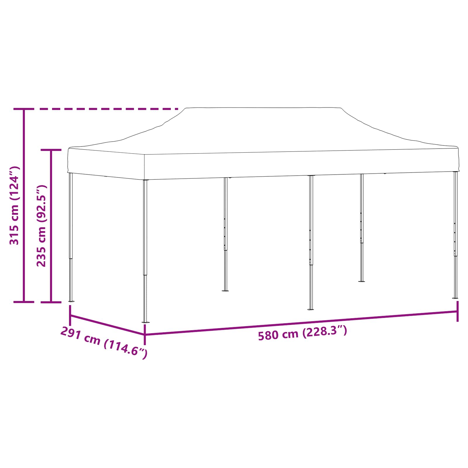 Šator za zabave Antracit 291 x 580 x 315 cm Oxford tkanina