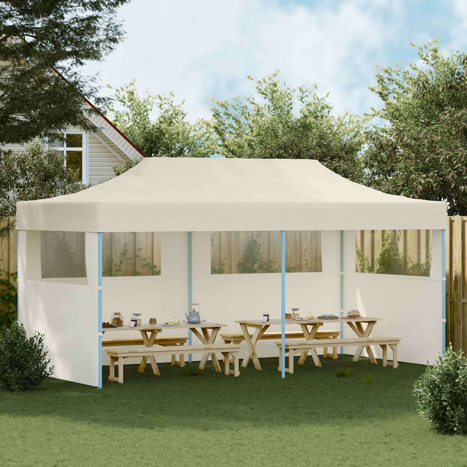 Šator za zabave Krema 291 x 580 x 315 cm Oxford tkanina