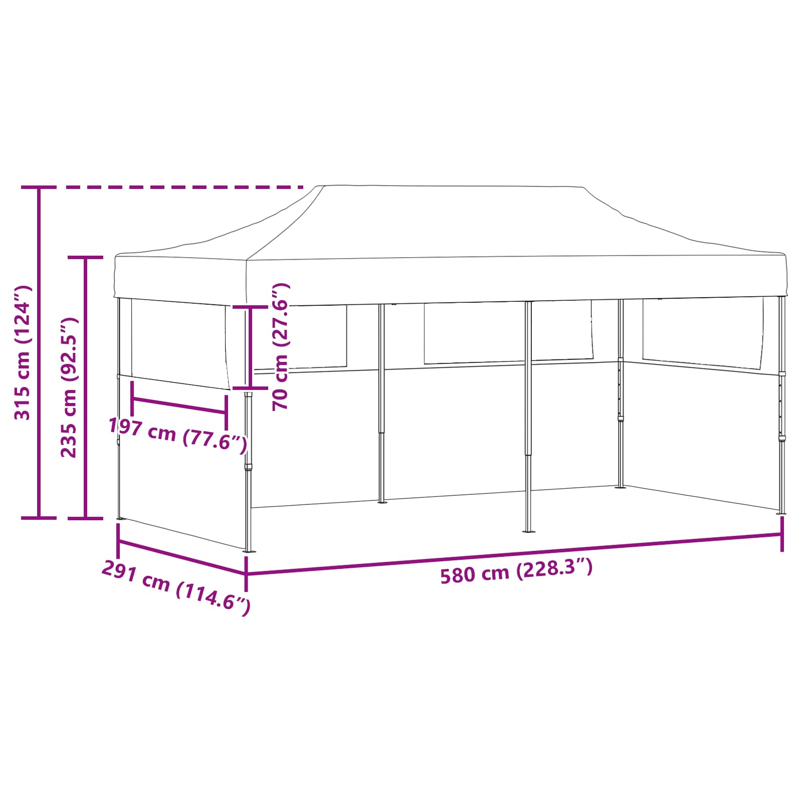 Šator za zabave Krema 291 x 580 x 315 cm Oxford tkanina