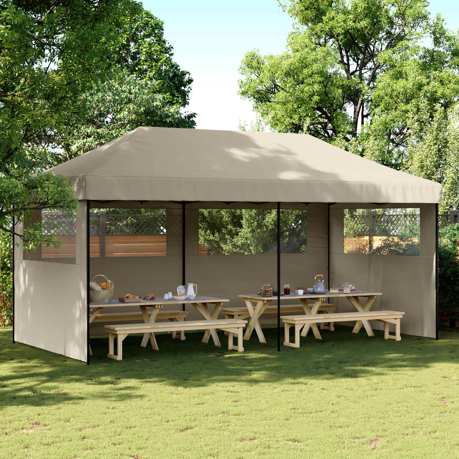 Šator za zabave Sivo-smeđa 292 x 580 x 315 cm Oxford tkanina