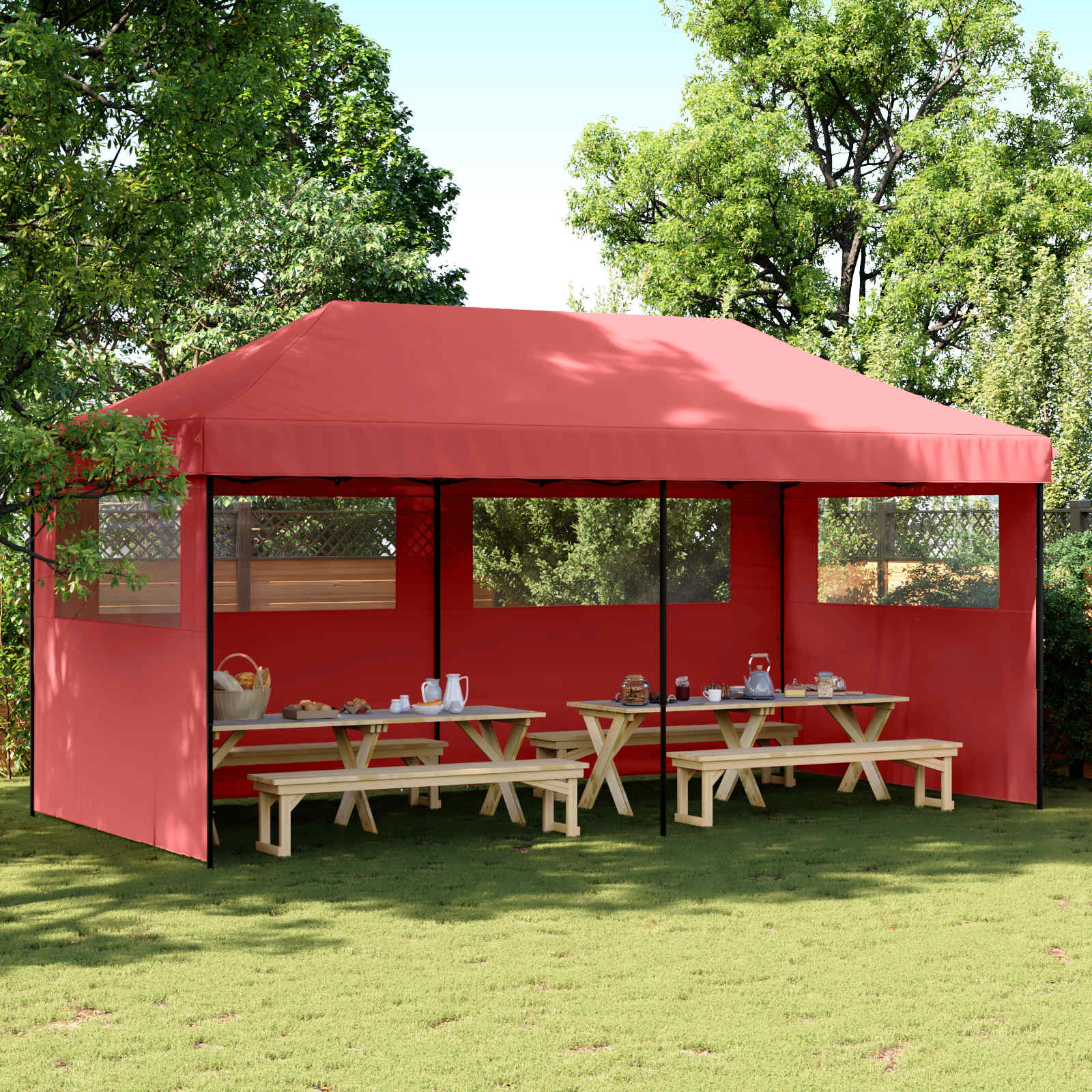 Šator za zabave Tamno crvena 292 x 580 x 315 cm Oxford tkanina