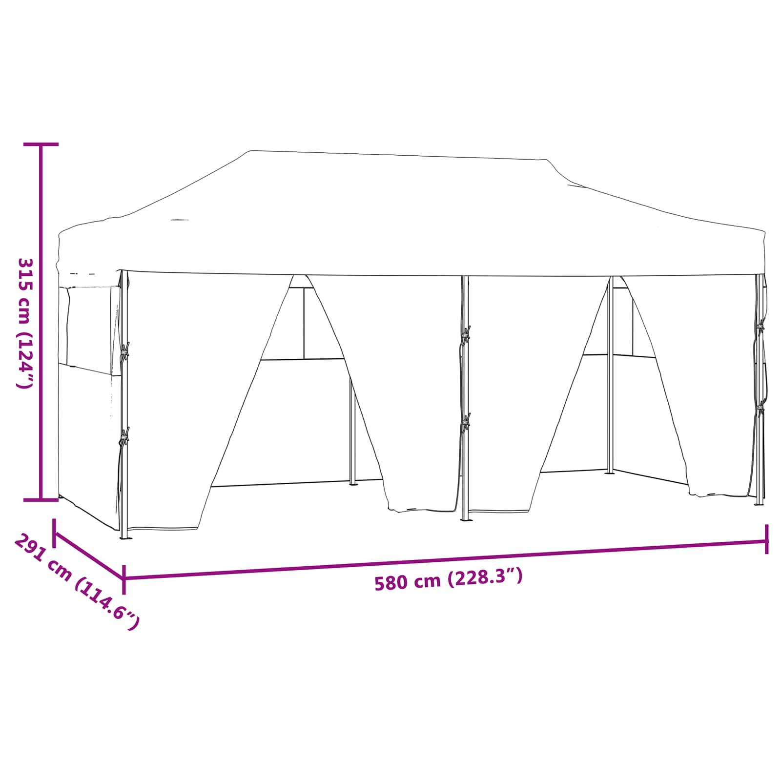 Šator za zabave Krema 291 x 580 x 315 cm Oxford tkanina