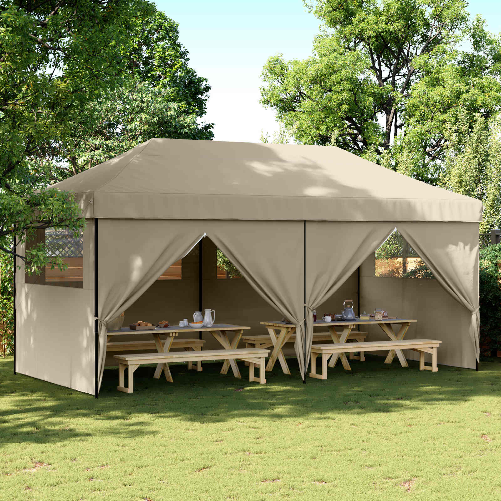 Šator za zabave Sivo-smeđa 292 x 580 x 315 cm Oxford tkanina