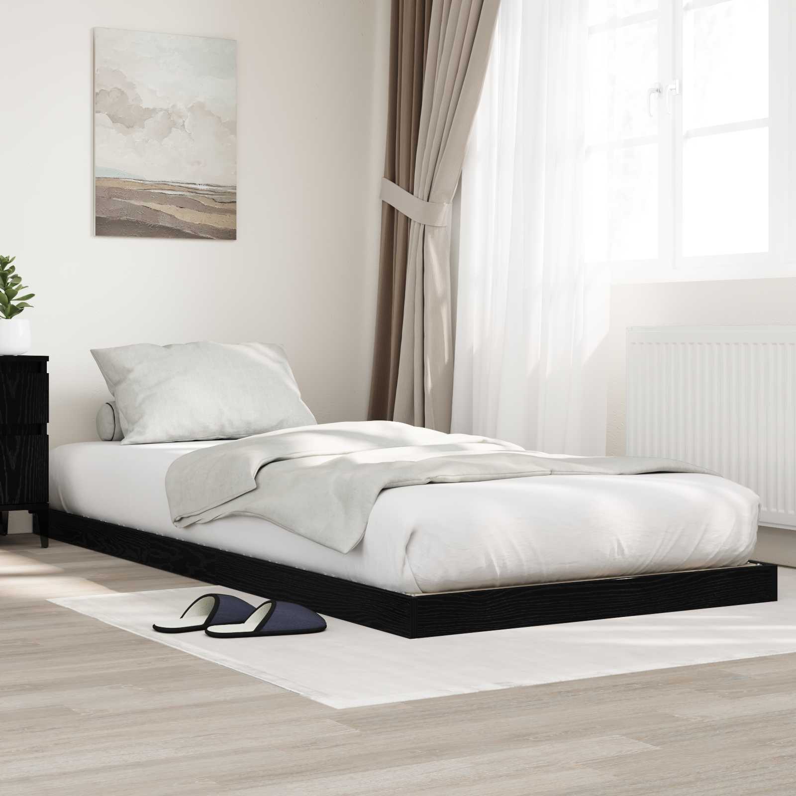 Krevet s daskama Crni hrast 75 x 190 cm Konstruirano drvo