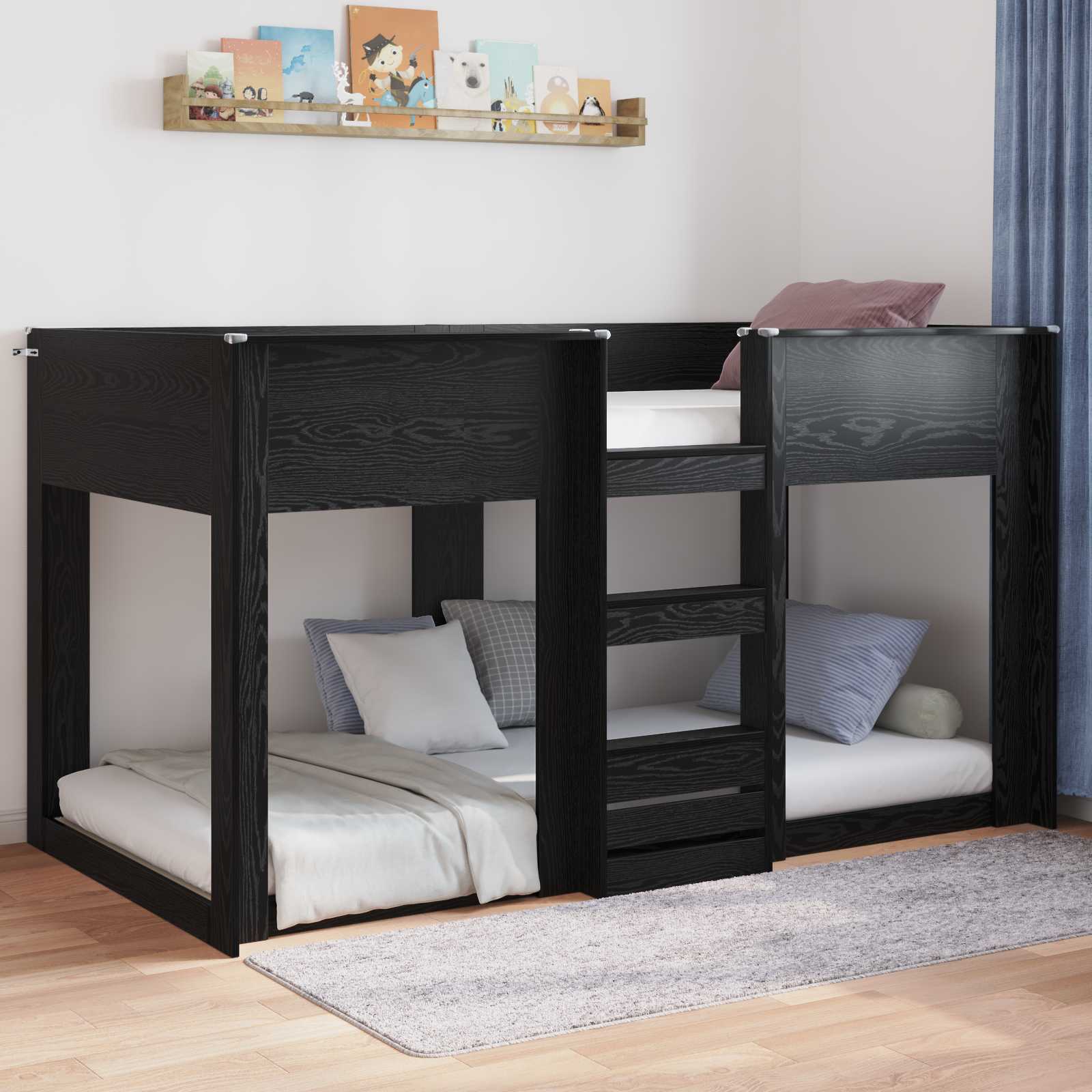 Krevet s daskama Crni hrast 75 x 190 cm Konstruirano drvo