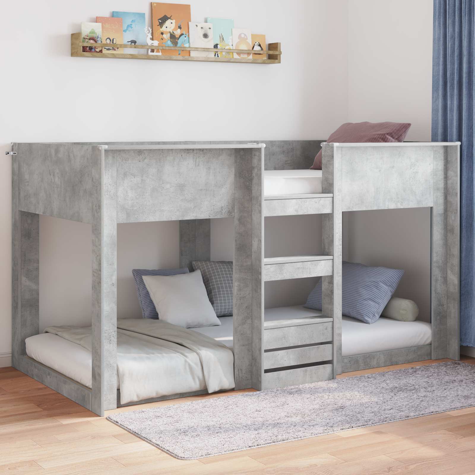 Krevet s daskama Betonski sivi 100 x 200 cm Konstruirano drvo