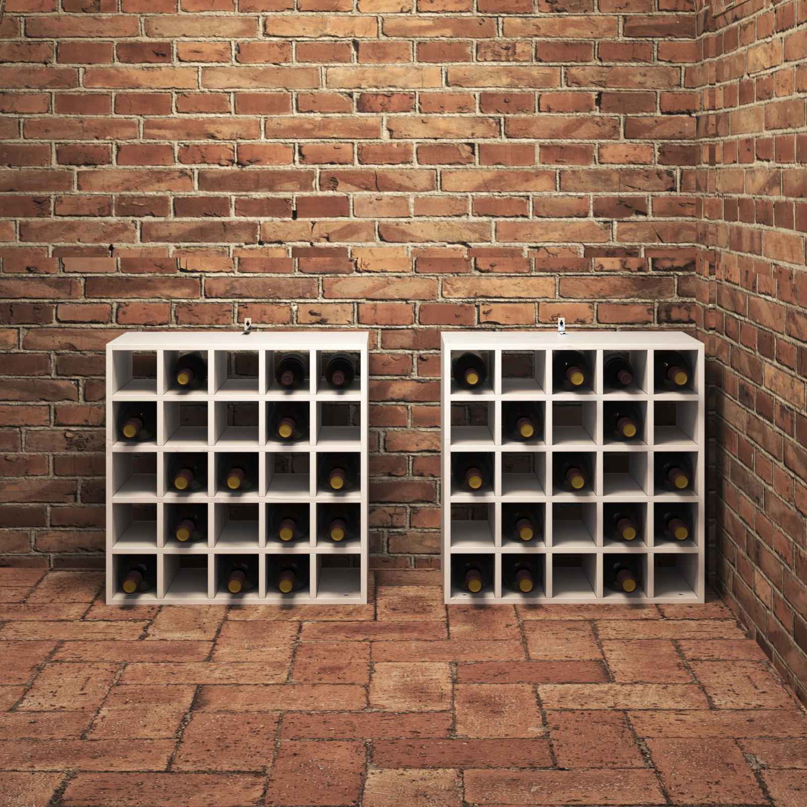 Stalak za vino 2 pcs Bijelo 56 x 25 x 56 cm Čvrsto borovo drvo