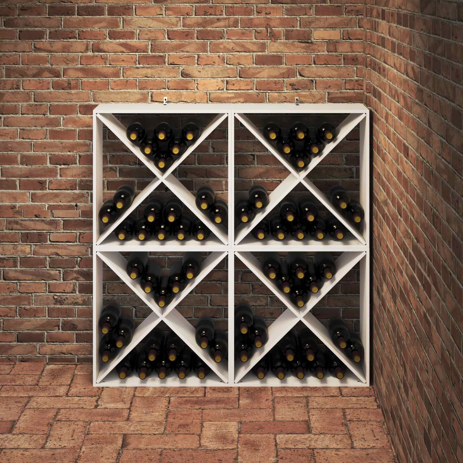 Stalak za vino 4 pcs Bijelo 62 x 25 x 62 cm Čvrsto borovo drvo