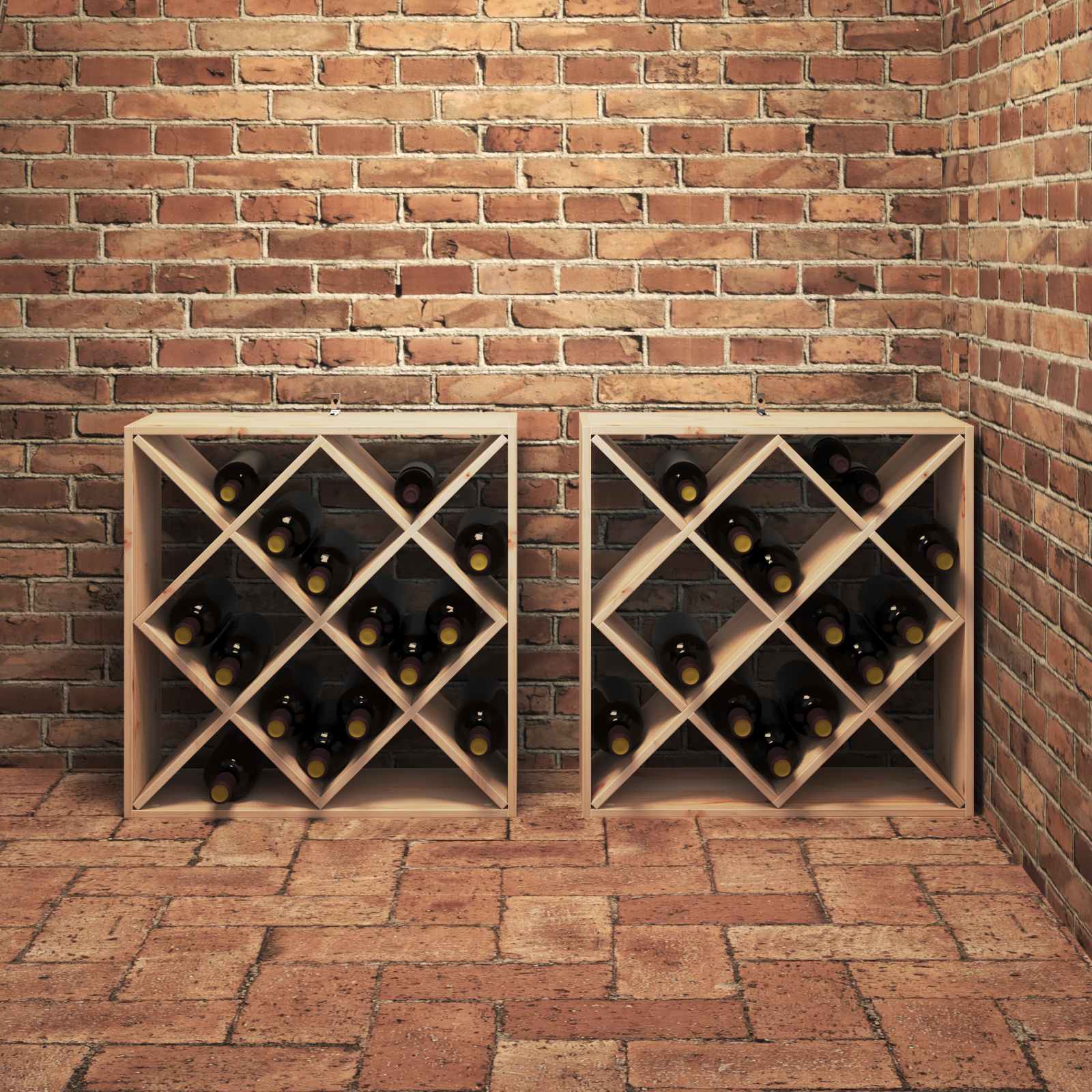 Stalak za vino 2 pcs Prirodna 62 x 25 x 62 cm