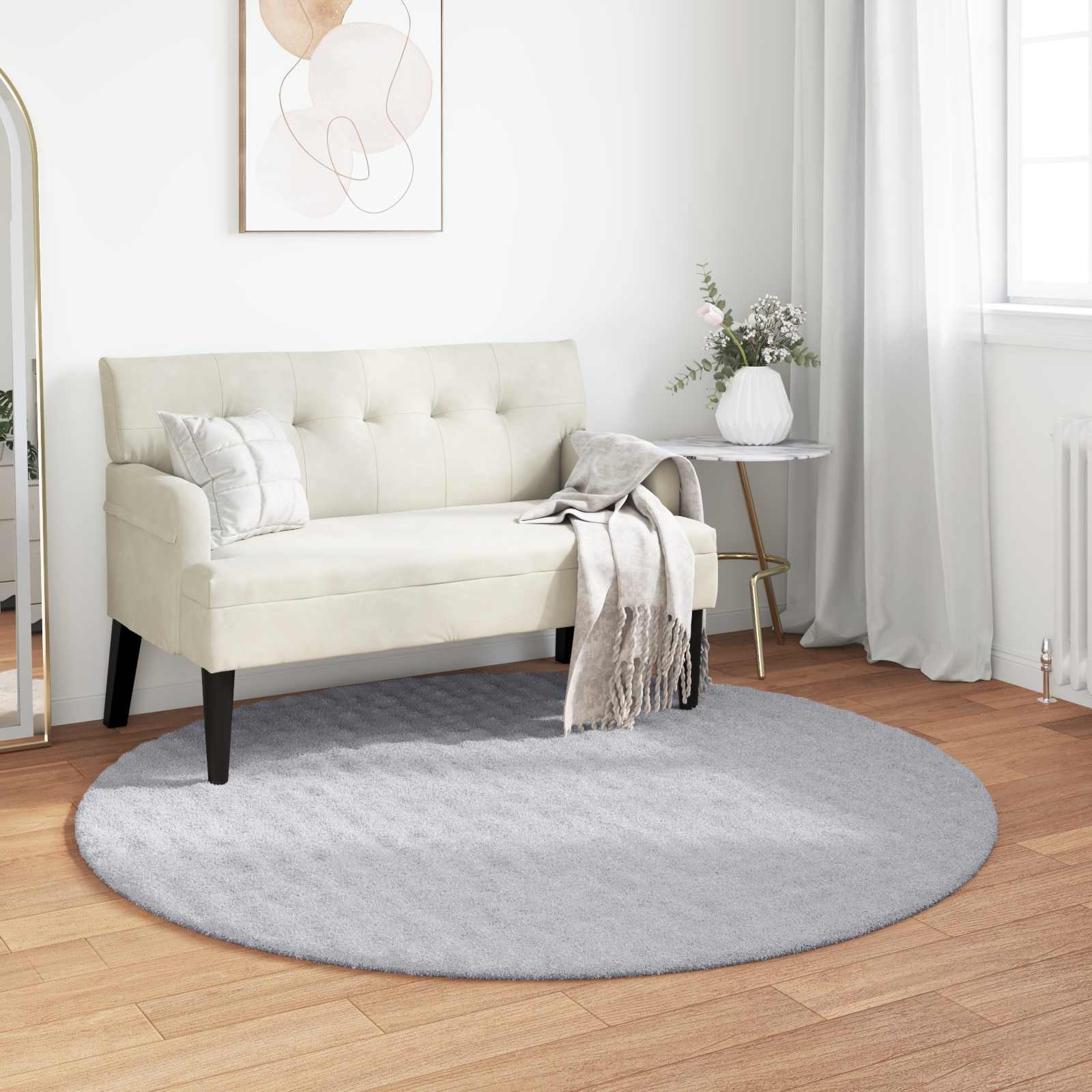 Tepisi za područja Kružni SIROLO Sivi Ø 120 CM Poliester