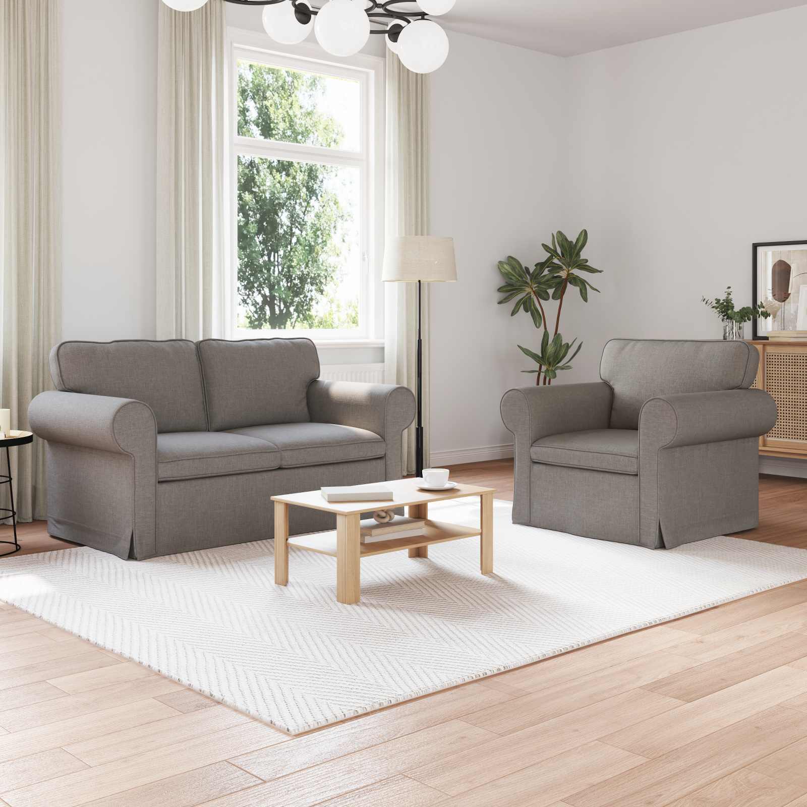 Set sofe 2 pcs Sivo-smeđa 155 x 82 x 80 cm tkanina