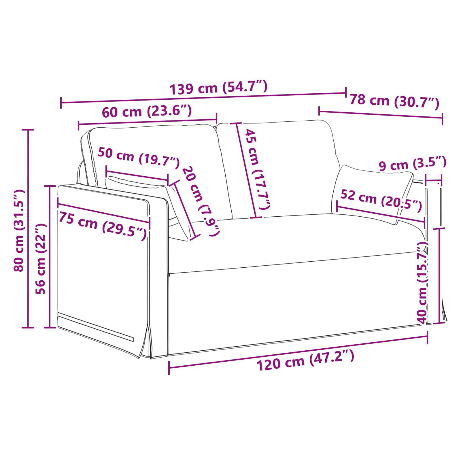 Set sofe 2 pcs Sivo-smeđa 139 x 78 x 80 cm tkanina