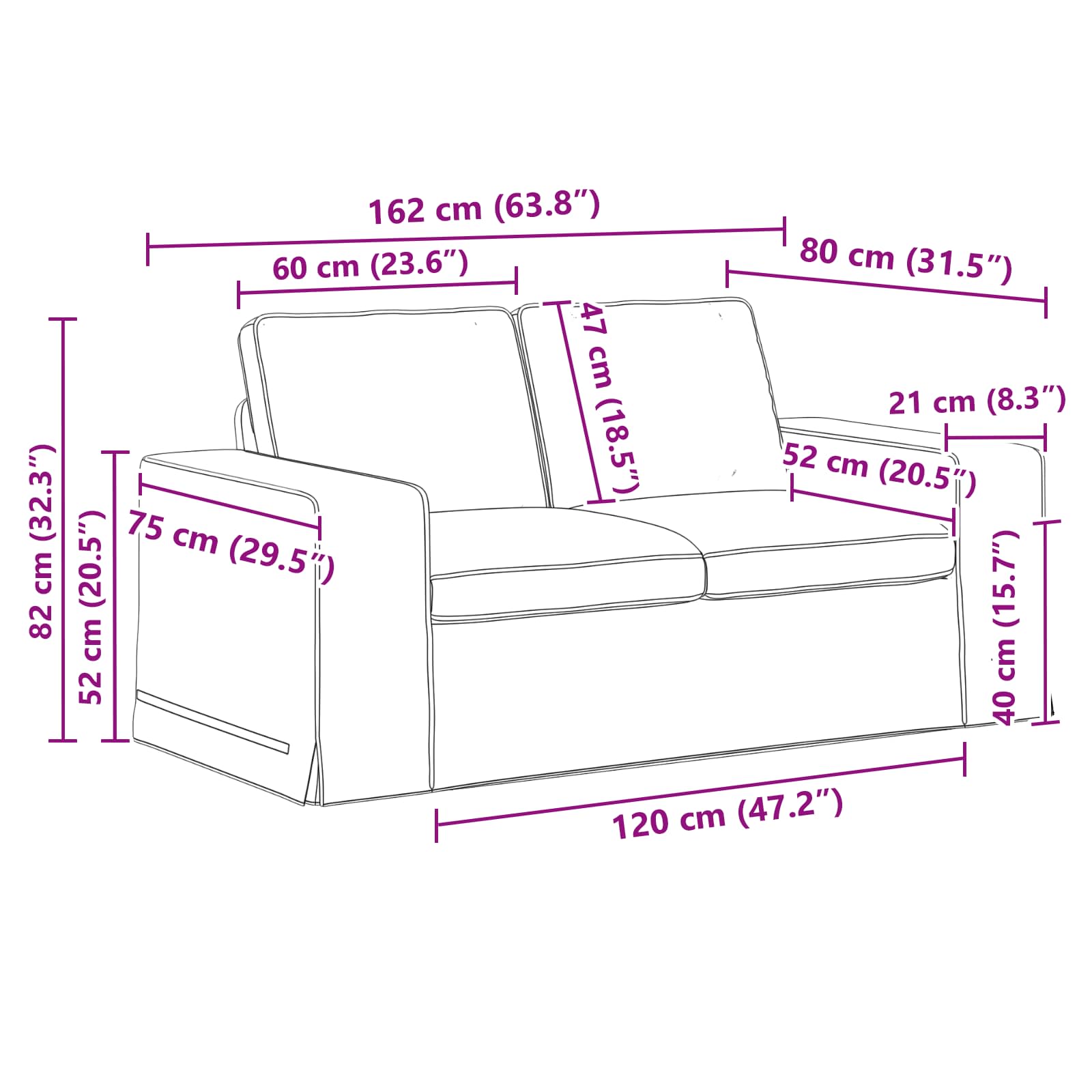 Set sofe 2 pcs Tamno siva 162 x 80 x 82 cm tkanina