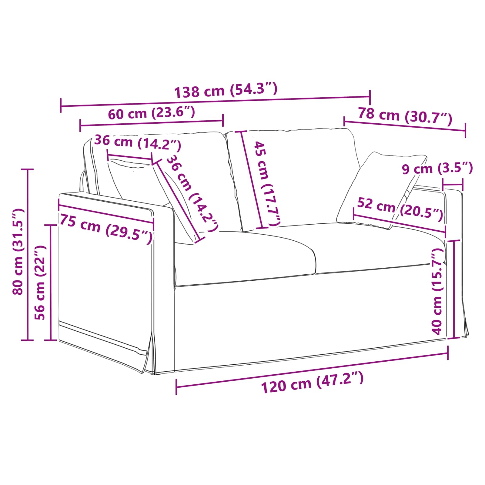 Set sofe 2 pcs Ružičasta 138 x 78 x 80 cm Baršun