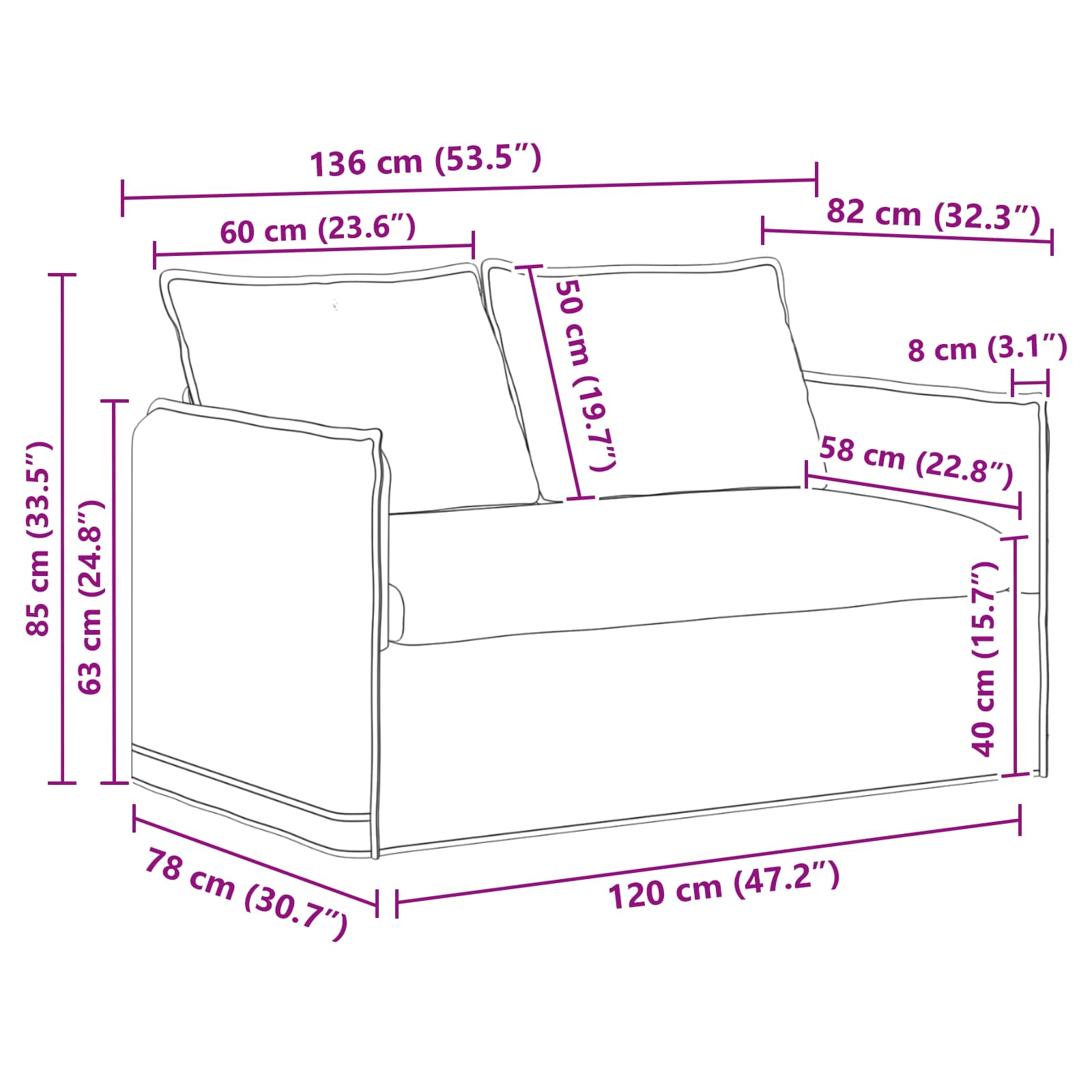 Set sofe 2 pcs Tamnozelena 136 x 82 x 85 cm Tkanina