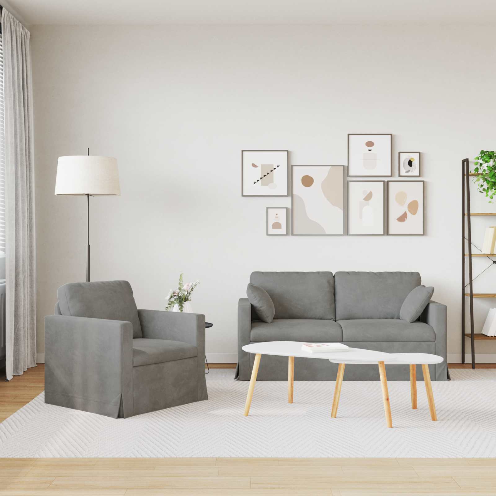 Set sofe 2 pcs Svijetlo siva 158 x 78 x 80 cm Baršun
