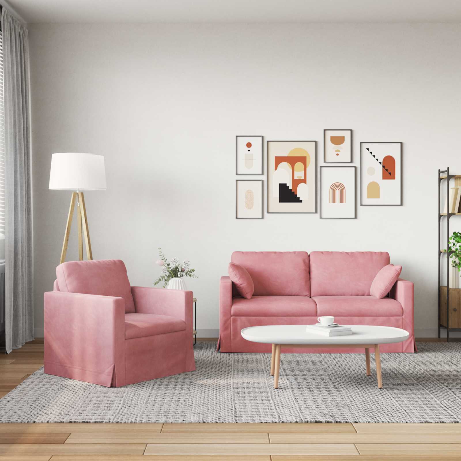 Set sofe 2 pcs Ružičasta 158 x 78 x 80 cm Baršun