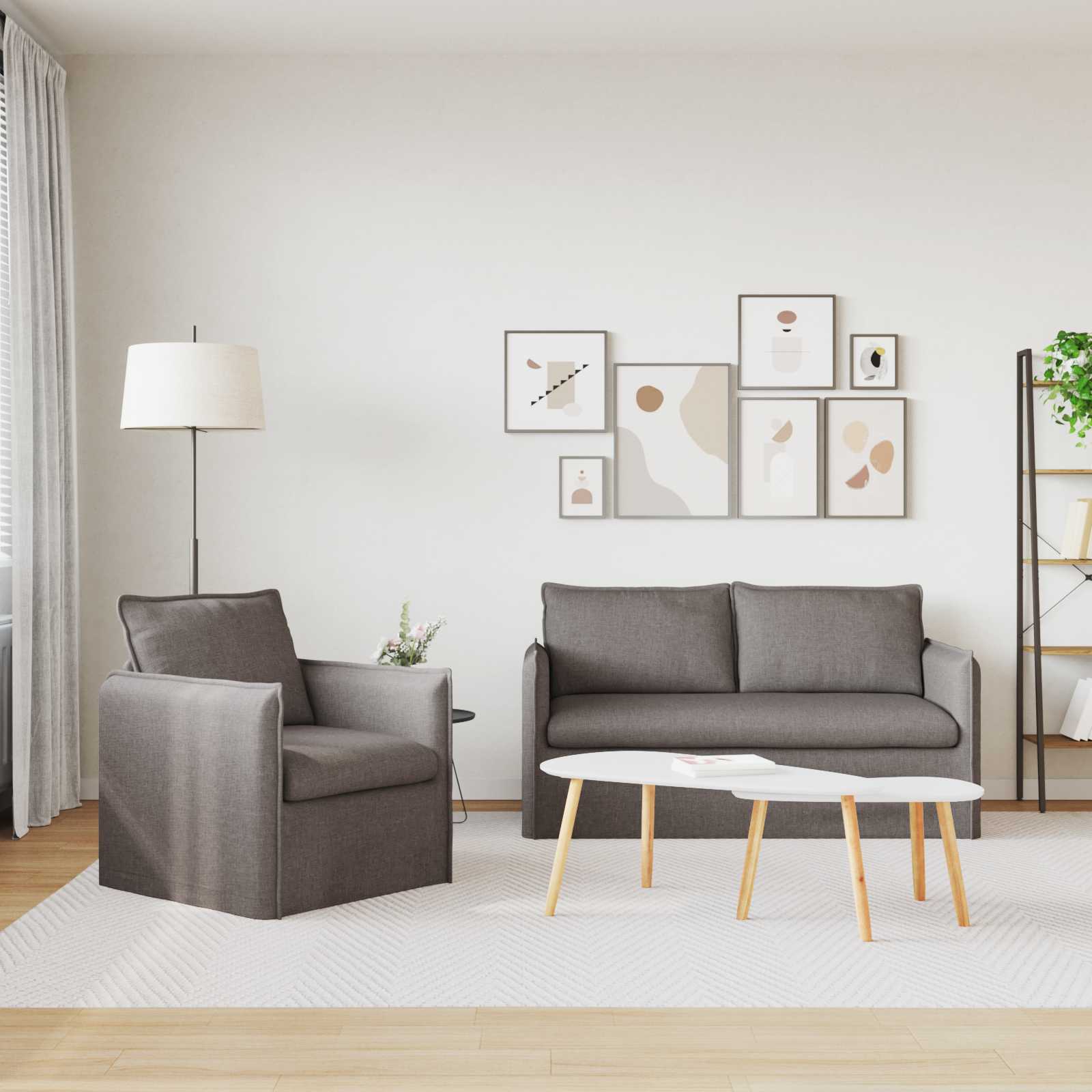 Set sofe 2 pcs Sivosmeđa 156 x 82 x 85 cm Tkanina