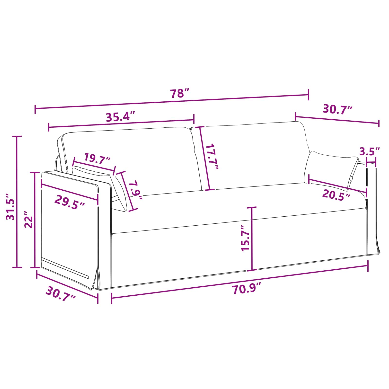 Set sofe 2 pcs Tamno siva 198 x 78 x 80 cm tkanina