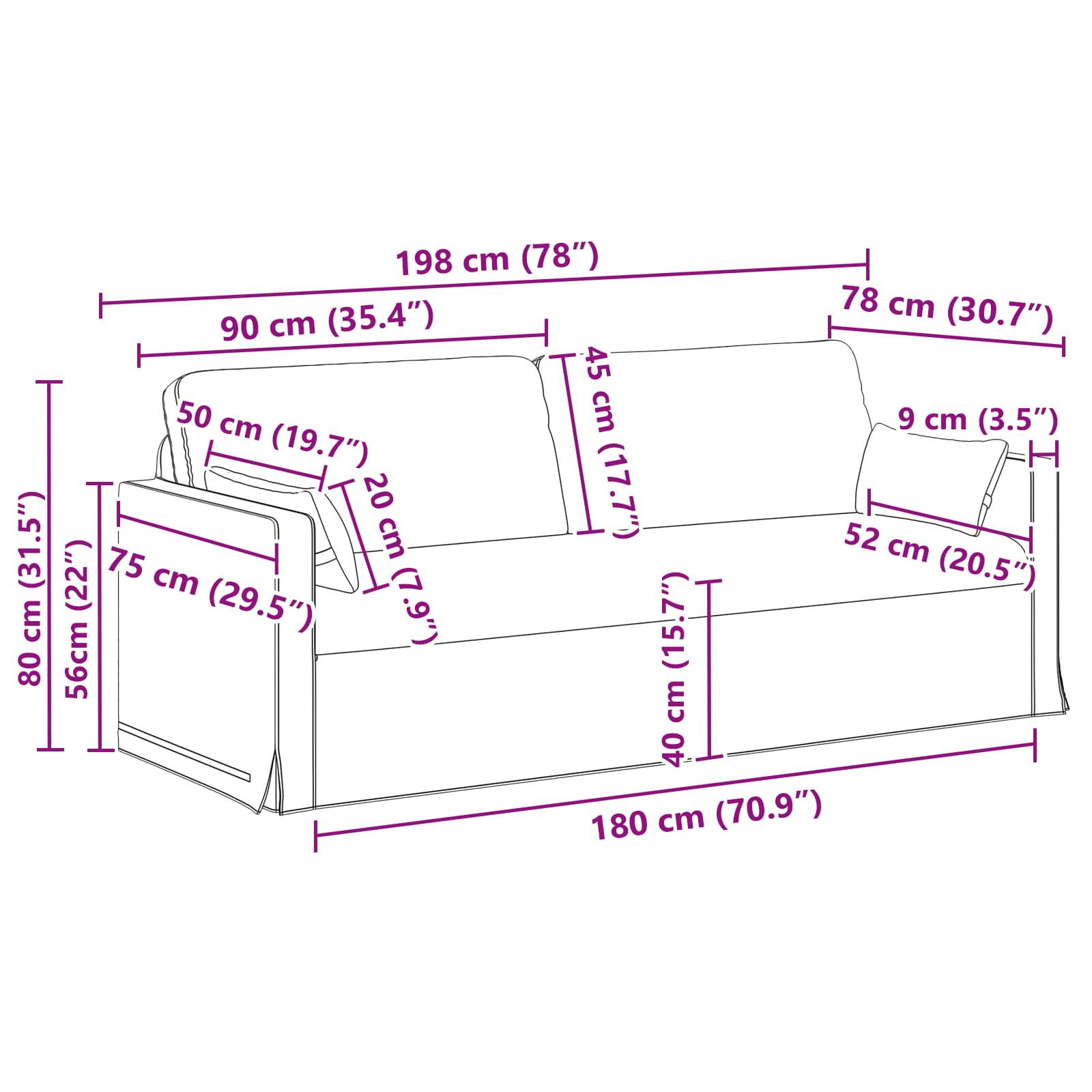 Set sofe 2 pcs Sivo-smeđa 198 x 78 x 80 cm tkanina